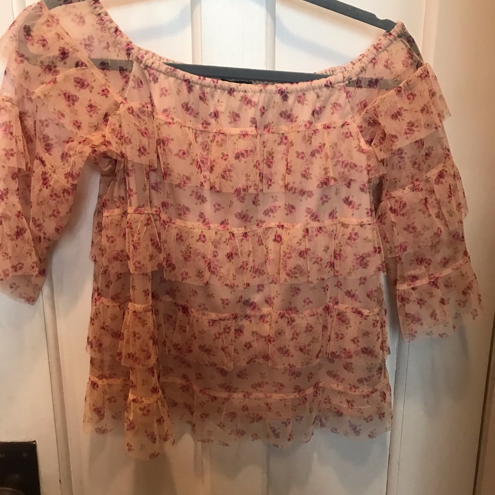 Express frilly detailed off the shoulder top